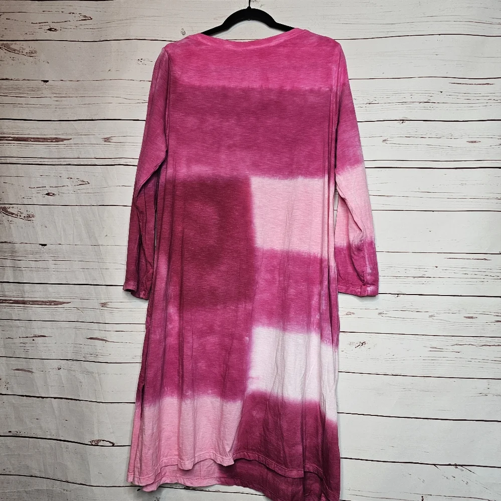 LOGO by Lori Goldstein Pink Tie Dye Boatneck Dress - Picture 3 of 11